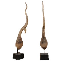 Pair of Thai Chofa Temple Spires from the 19th Century on Custom Stands