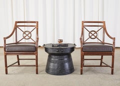 Pair of Thai Metal Rain Drum Drink Tables