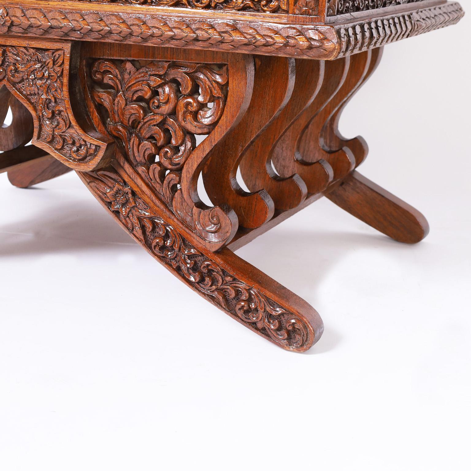 Pair of Thai Rosewood Elephant Howdah Saddle Style Chairs For Sale 3