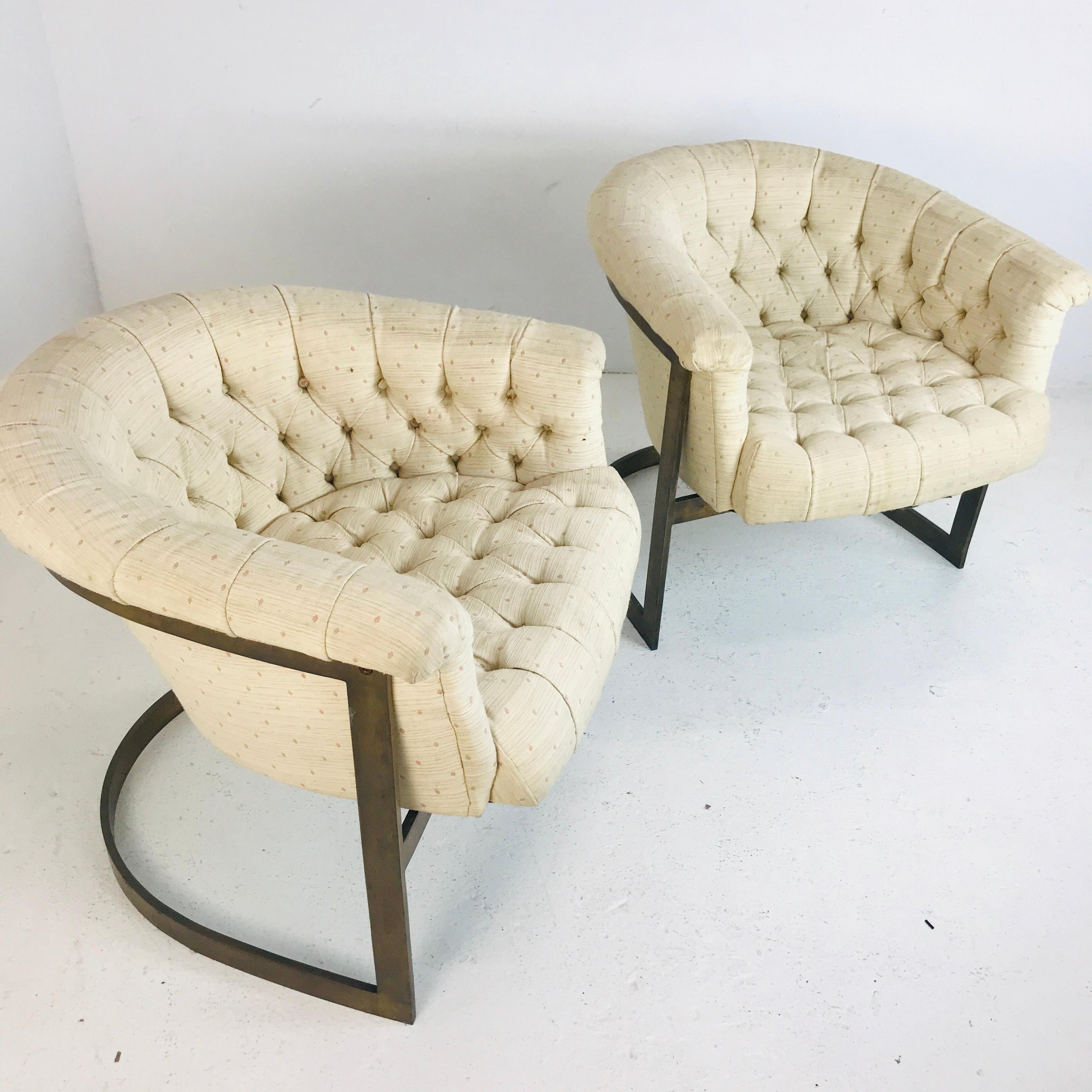 Pair of Thayer Coggin Bronze Chairs In Good Condition For Sale In Dallas, TX
