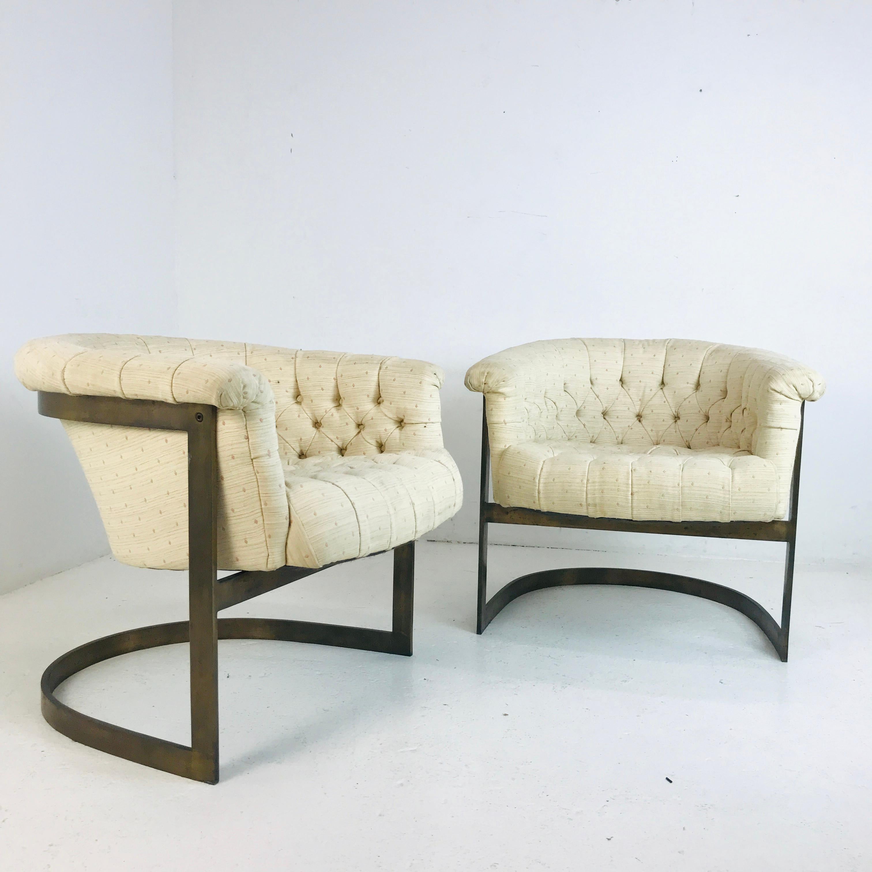 Pair of Thayer Coggin Bronze Chairs In Good Condition For Sale In Dallas, TX