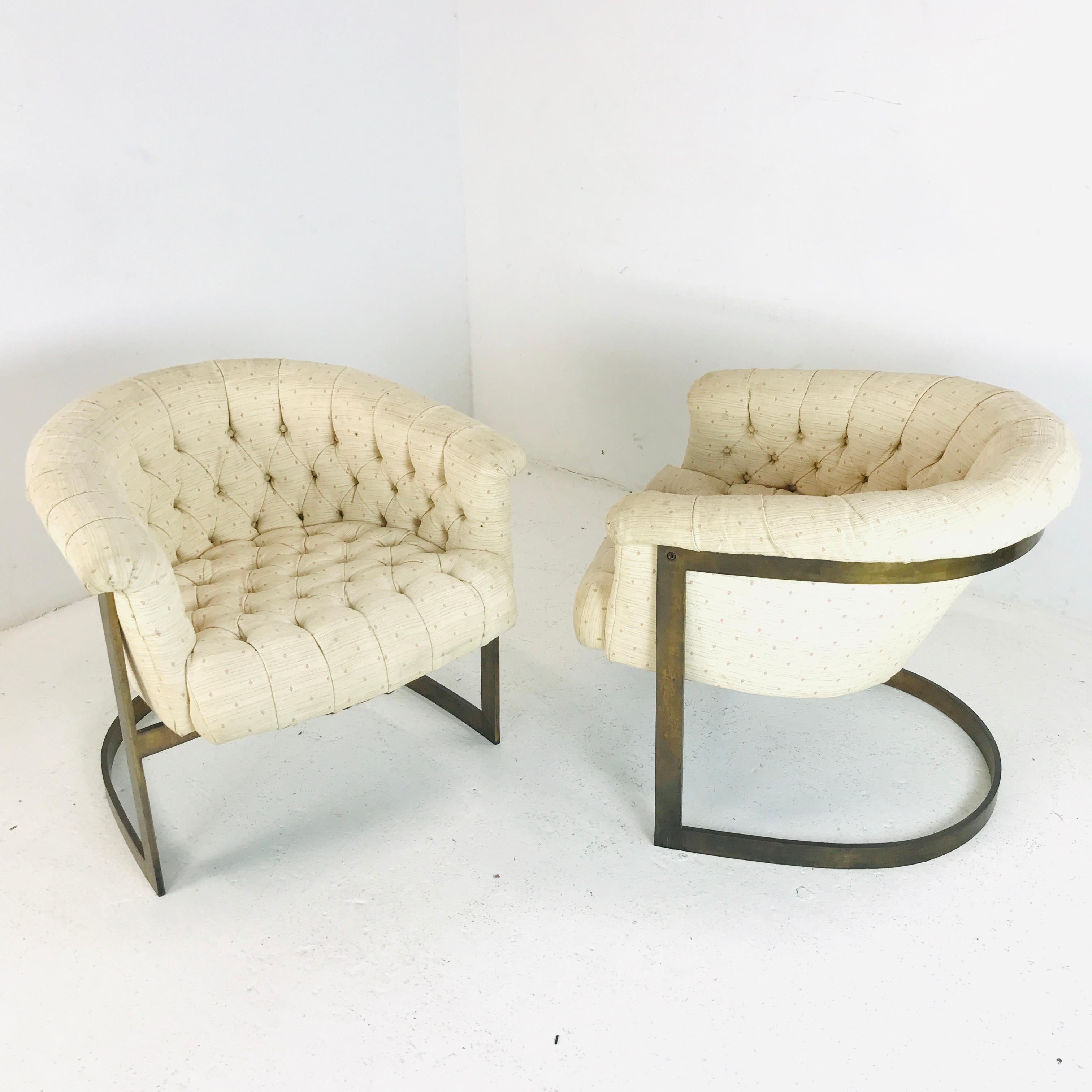 Upholstery Pair of Thayer Coggin Bronze Chairs For Sale