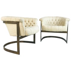 Retro Pair of Thayer Coggin Bronze Chairs