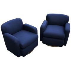 Pair of Thayer Coggin Swivel Club Chairs
