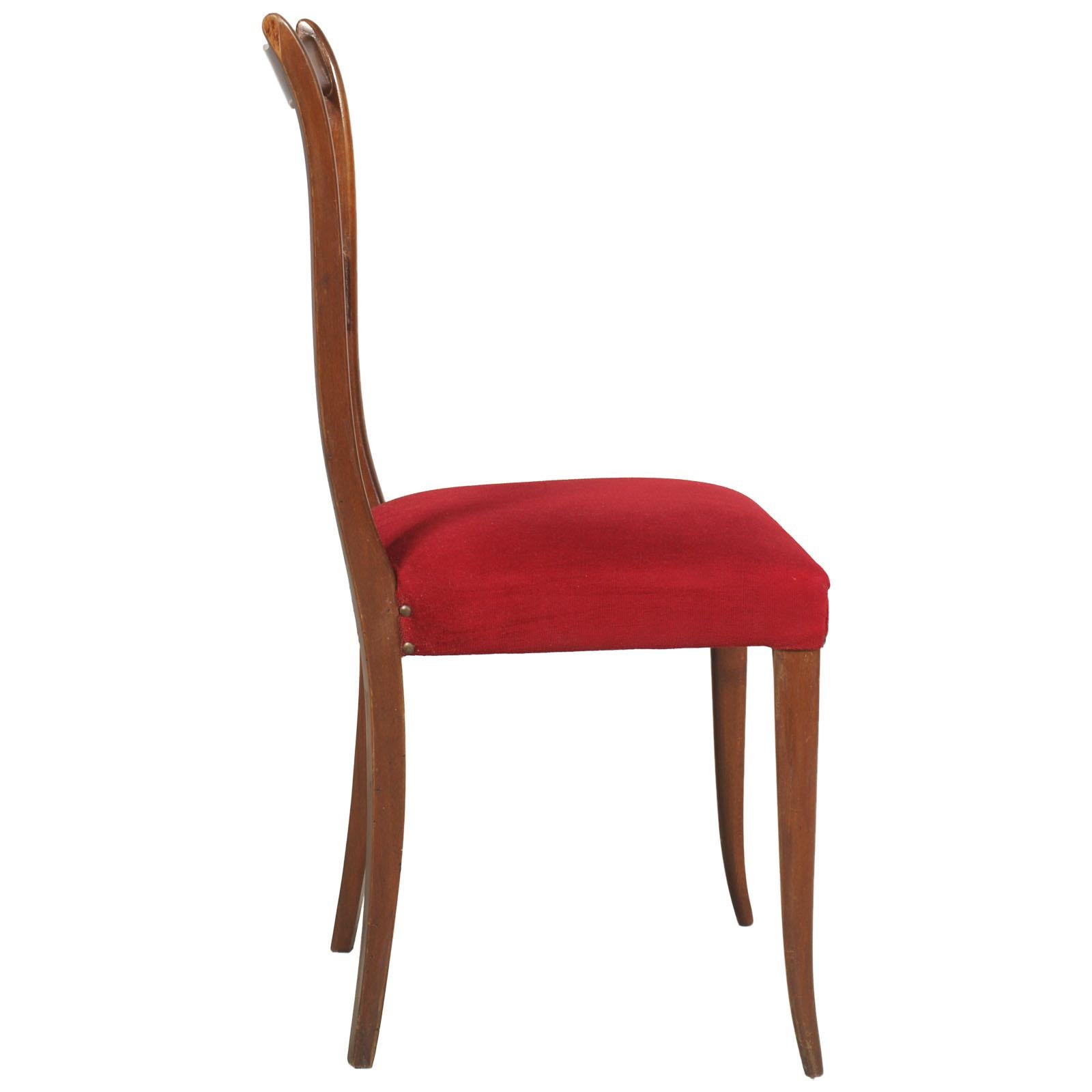 Beistellstühle aus lackiertem Nussbaumholz aus den 1950er Jahren, Melchiorre Bega zugeschrieben, Paar (Lackiert) im Angebot
