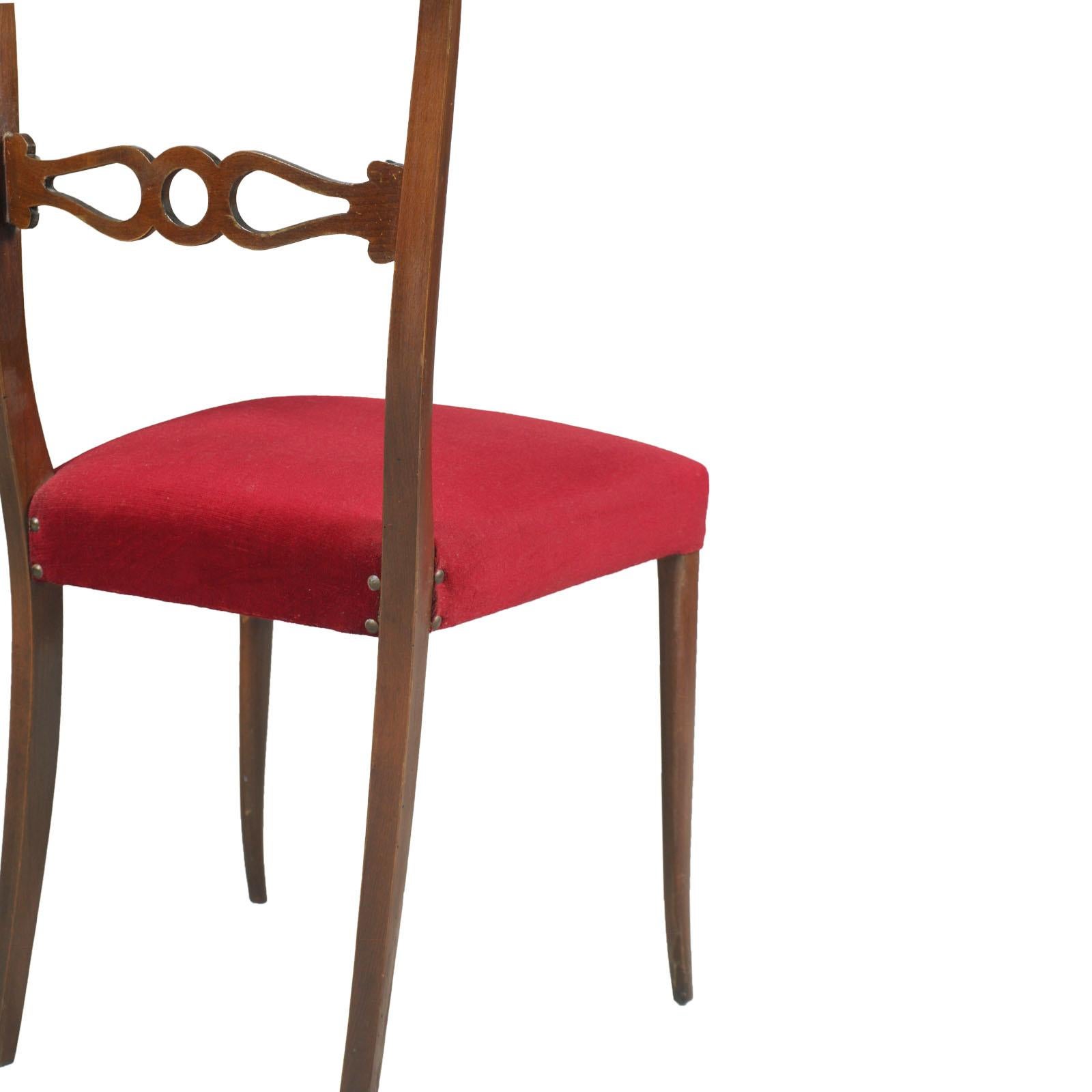 Beistellstühle aus lackiertem Nussbaumholz aus den 1950er Jahren, Melchiorre Bega zugeschrieben, Paar im Angebot 1