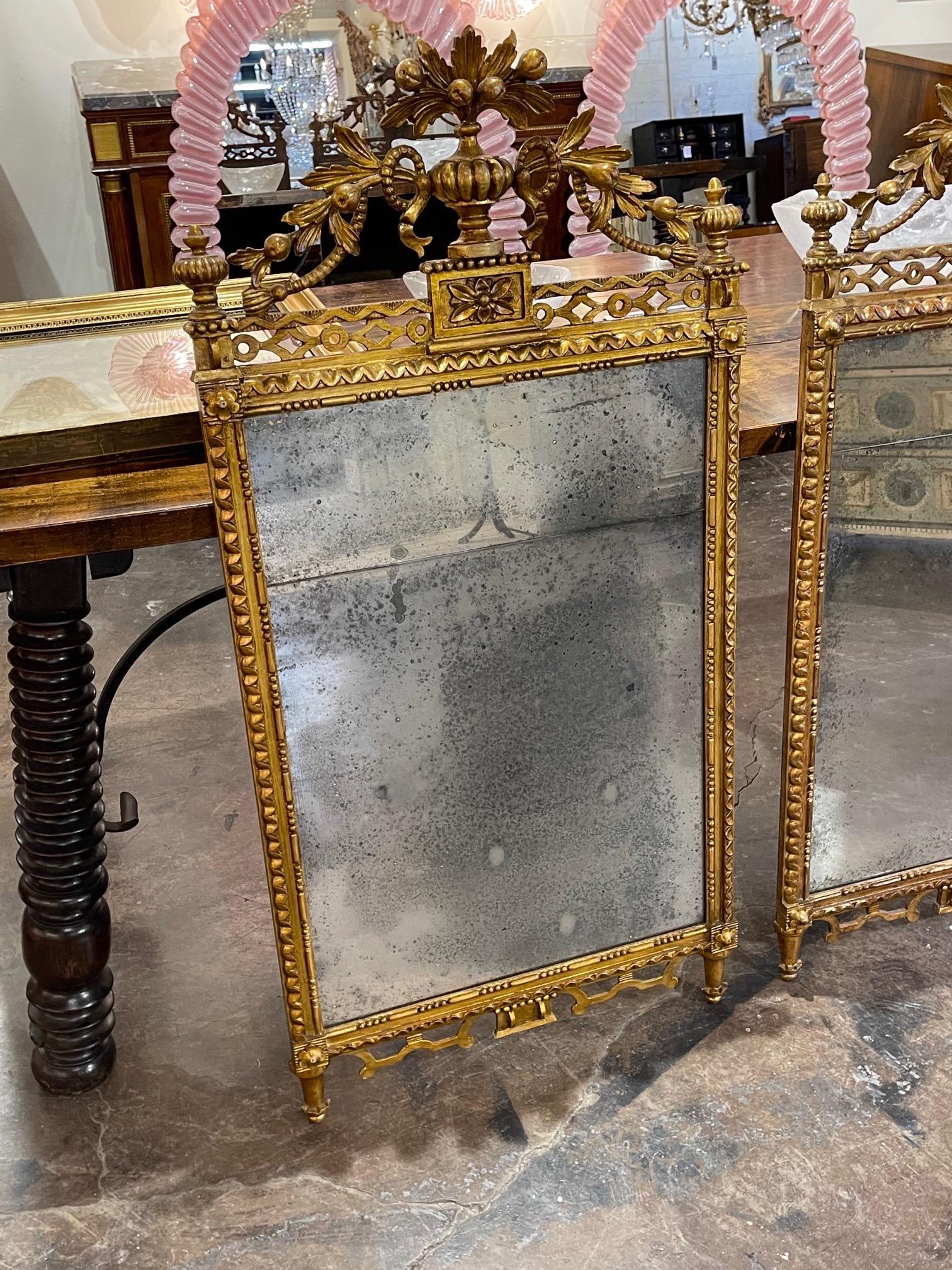 Italian Pair of the 19th Century Giltwood Mirrors