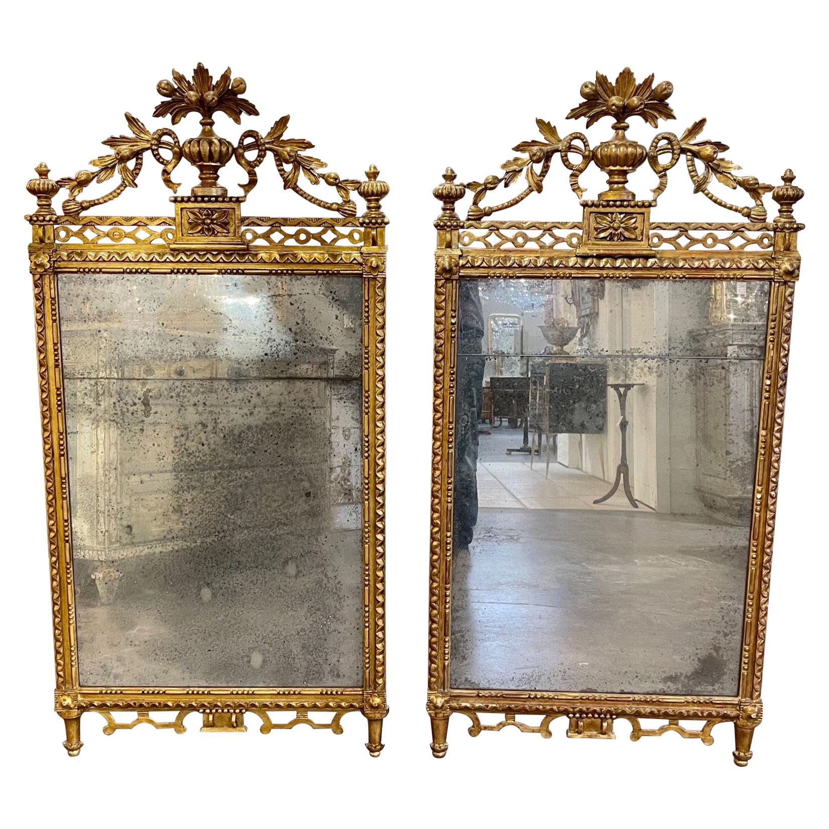 Pair of the 19th Century Giltwood Mirrors