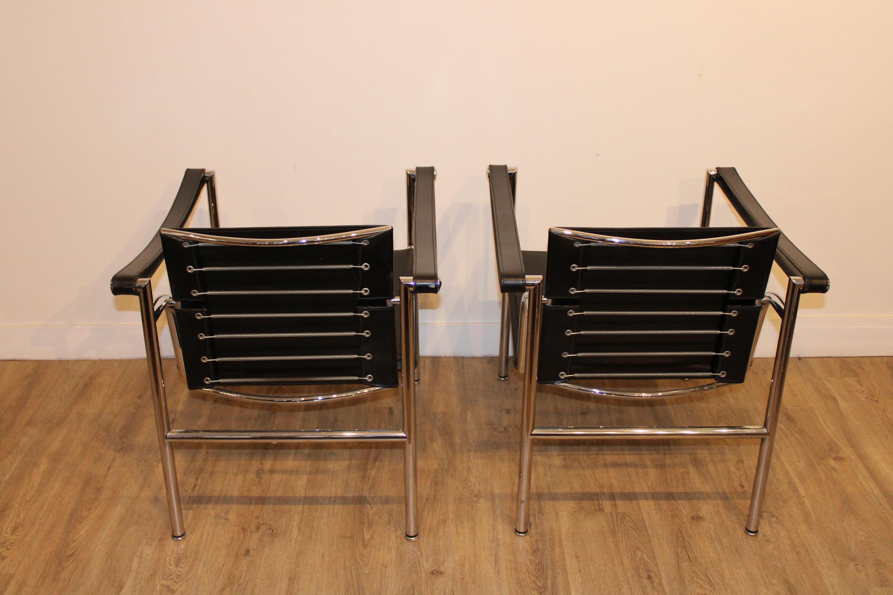 Pair of the LC1 Armchairs by Le Corbusier, for Cassina In Fair Condition In Paris, FR