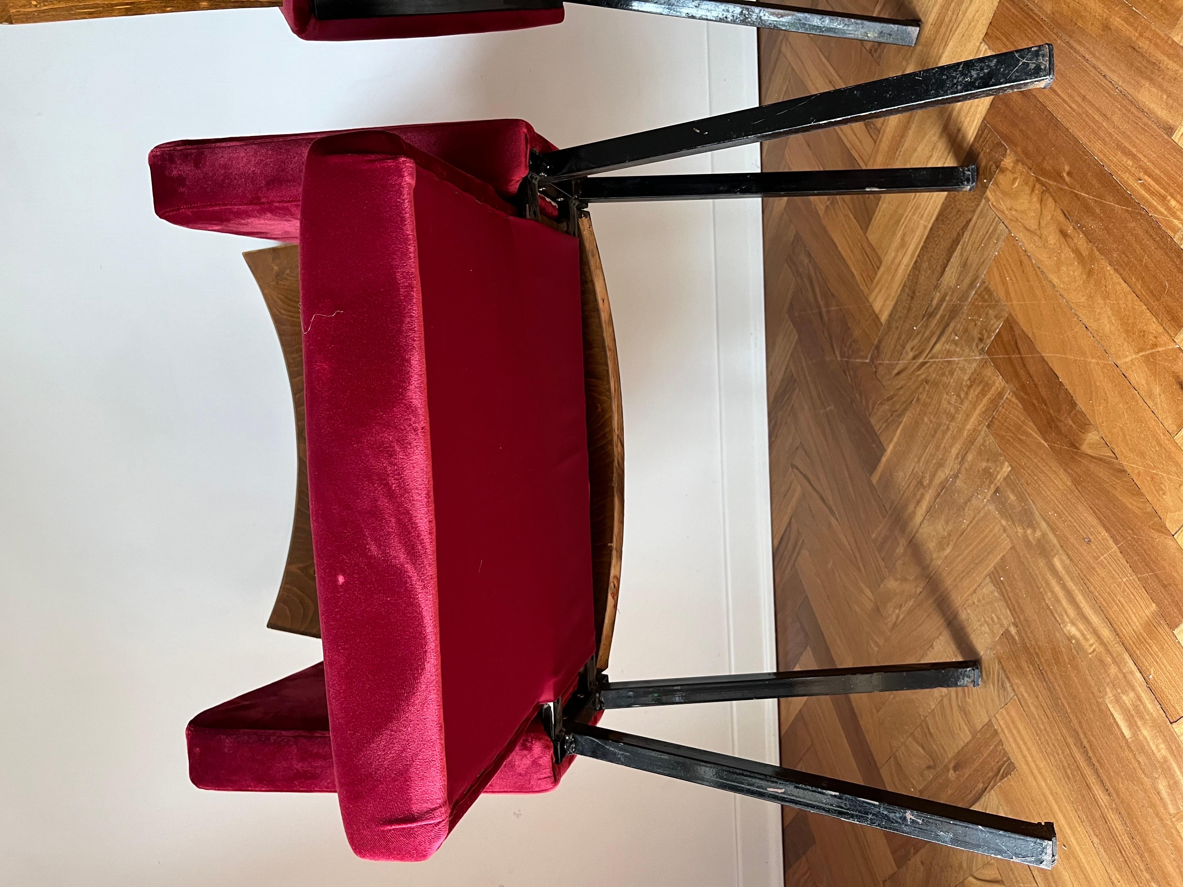 Pair of Theatre Red Chairs, 1950s For Sale 6