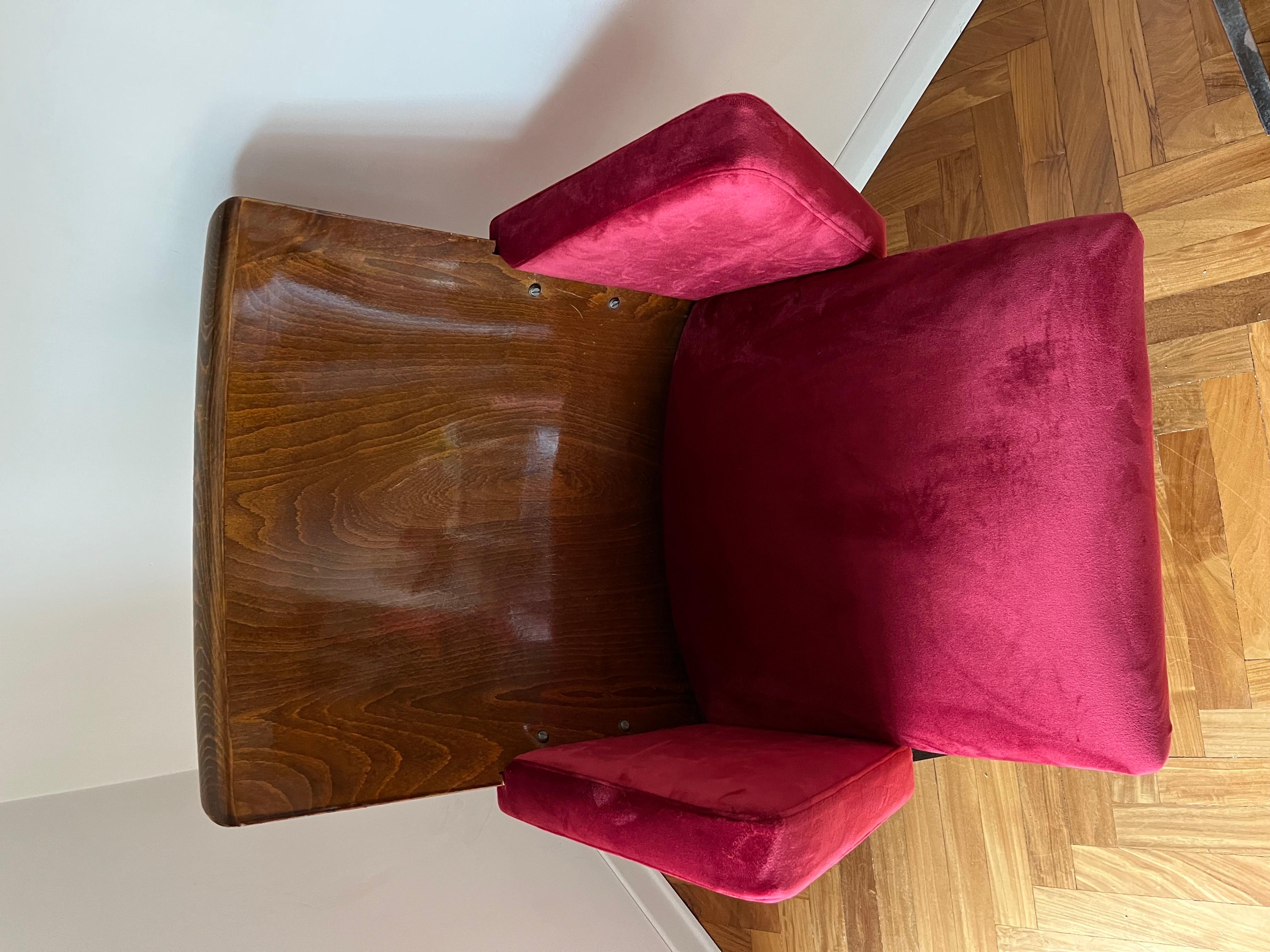 Pair of Theatre Red Chairs, 1950s For Sale 7