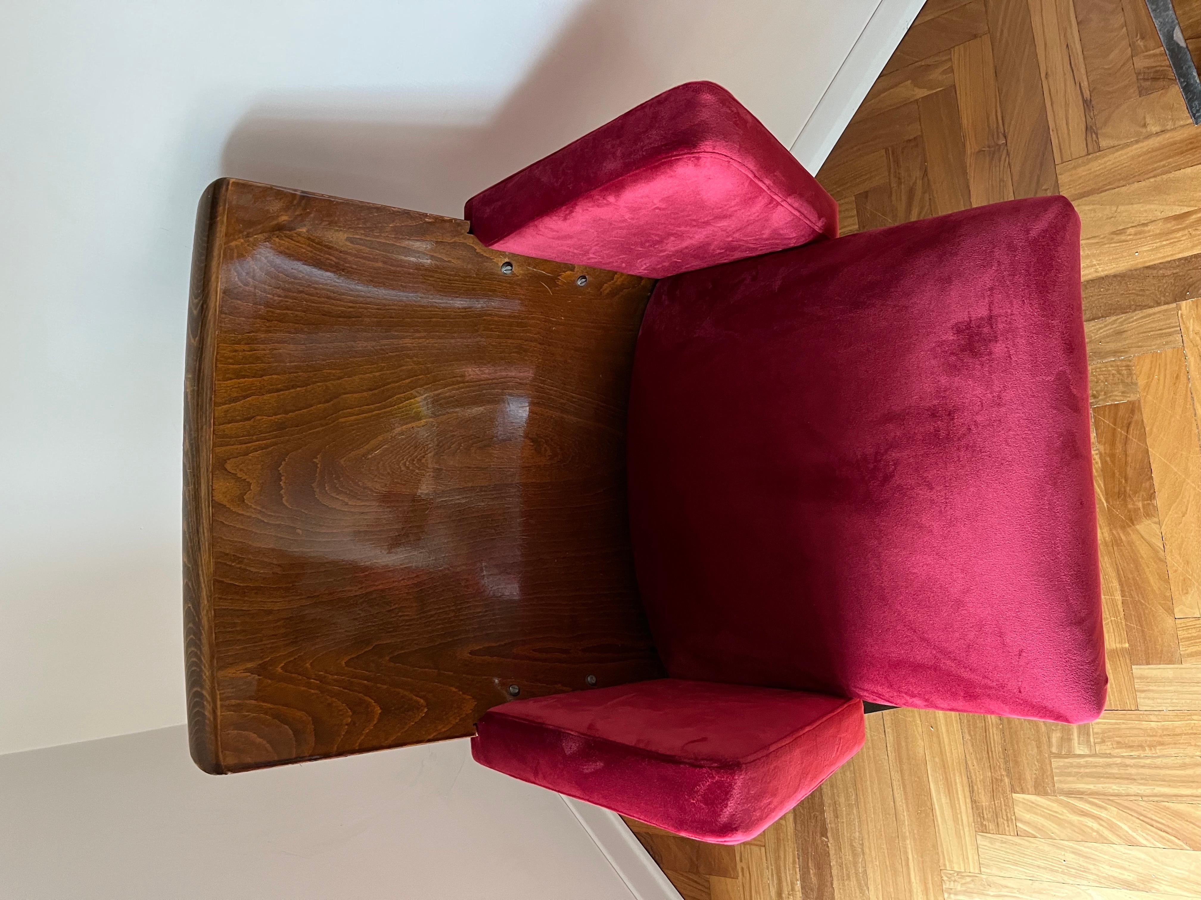 Pair of Theatre Red Chairs, 1950s For Sale 8