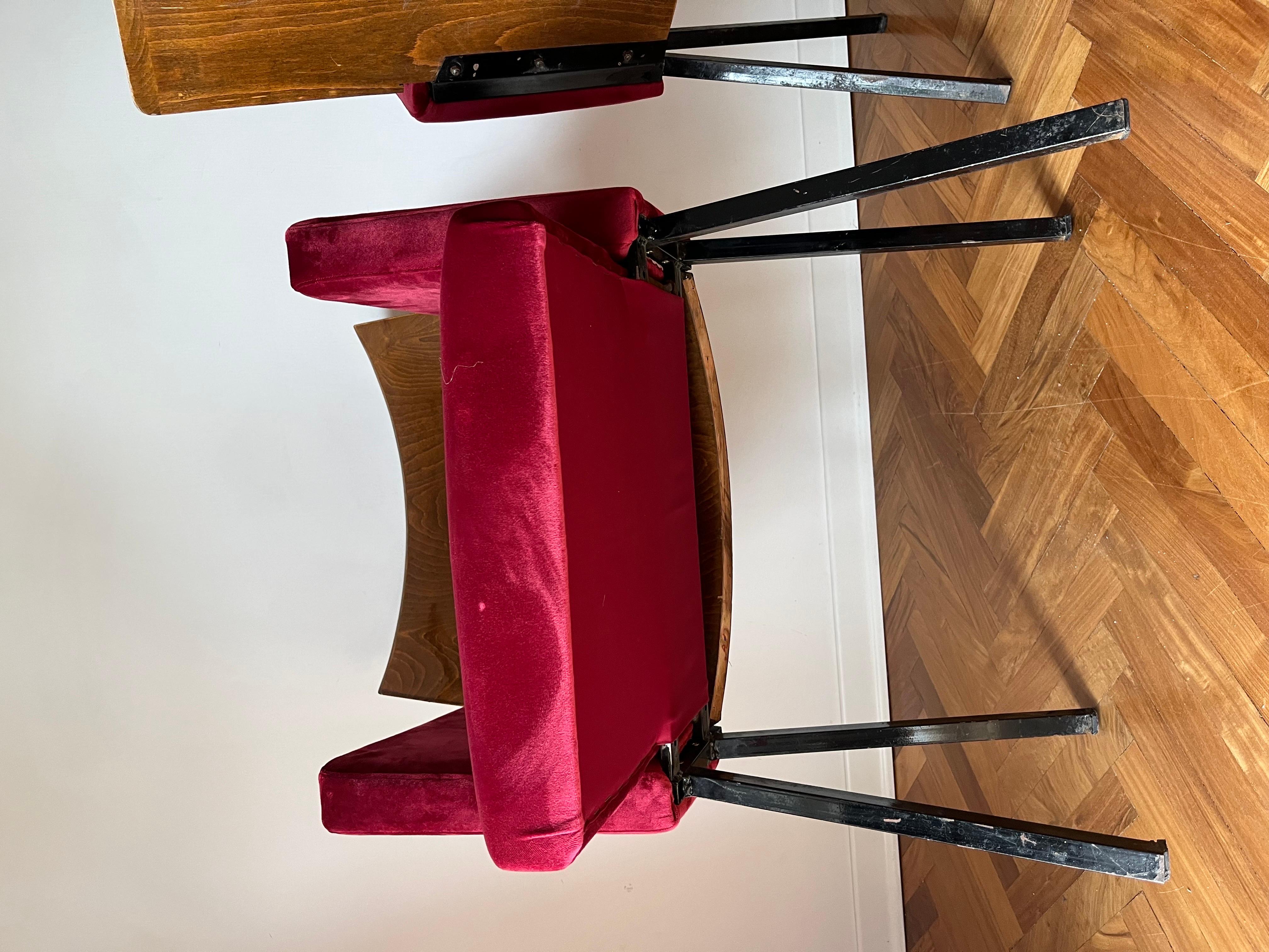 Pair of Theatre Red Chairs, 1950s For Sale 11