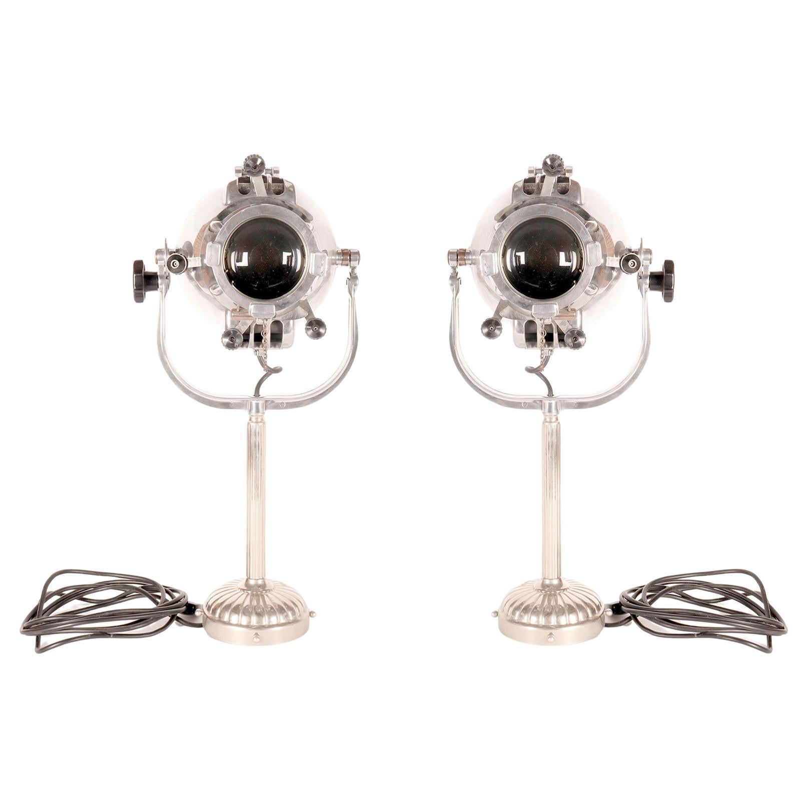 Pair of theatrical stage lights by Strand Electric, Great Britain 1940.