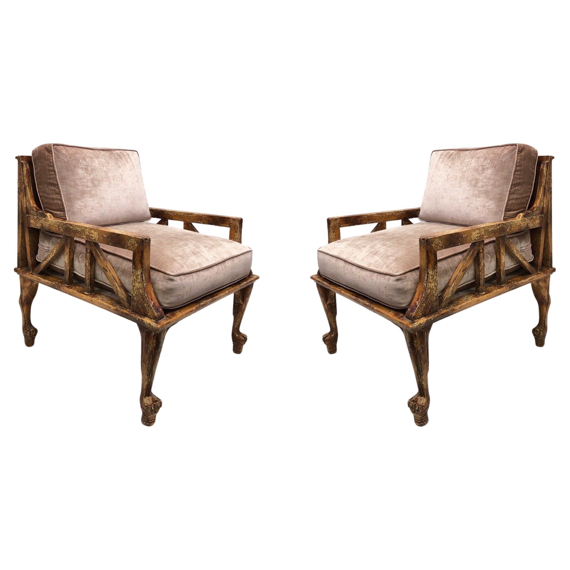 Pair of Thebes Club Chairs by Randolph & Hein for Steve Chase For Sale