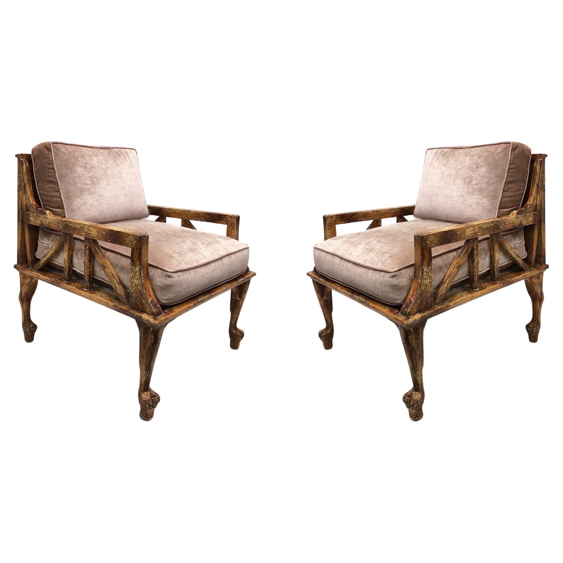 Pair of Thebes Club Chairs by Randolph & Hein for Steve Chase