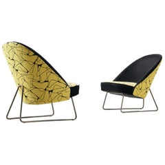 Pair of Theo Ruth Lounge Chairs in Patterned Fabric