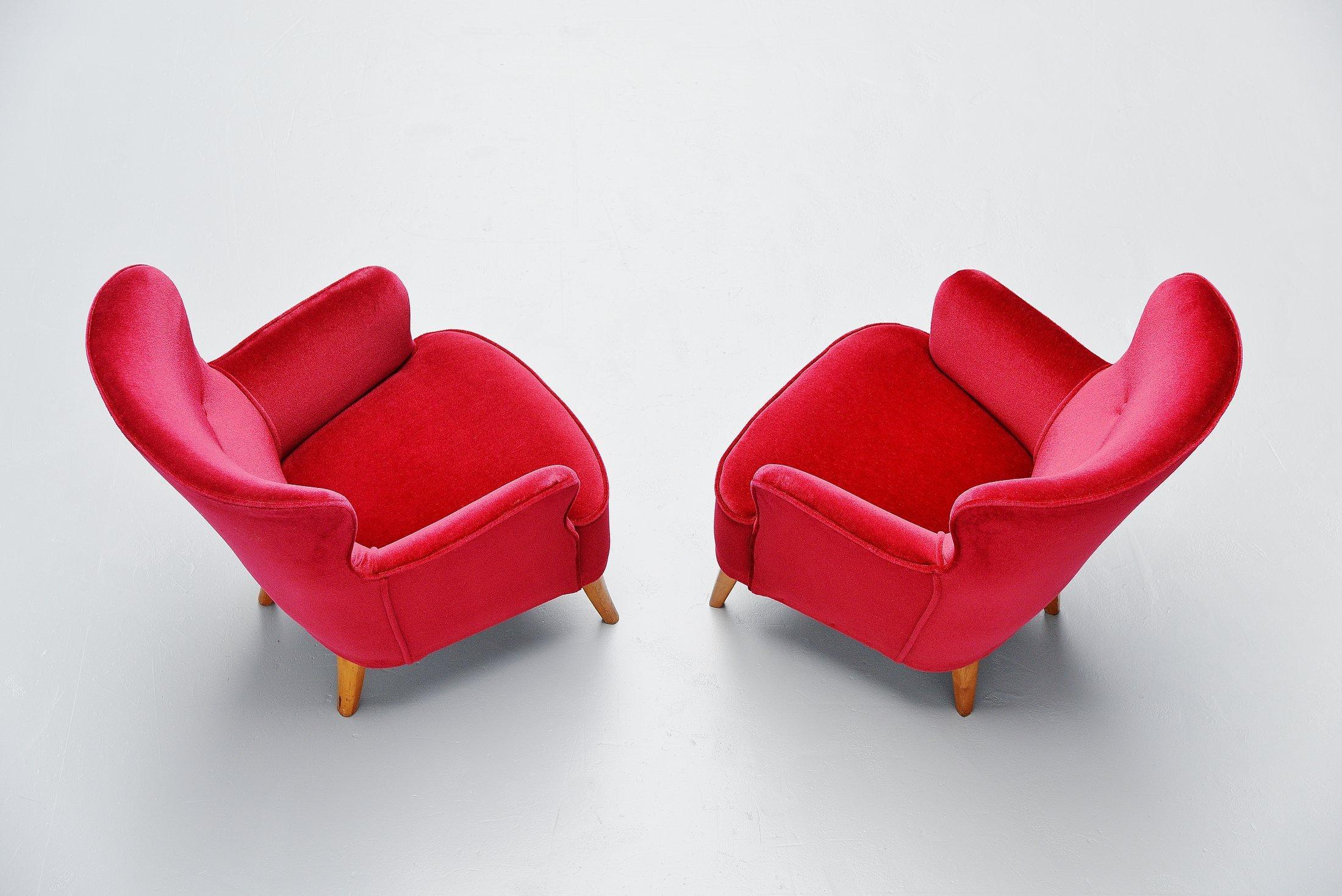 Mid-Century Modern Pair of Theo Ruth Lounge Chairs Artifort, 1955