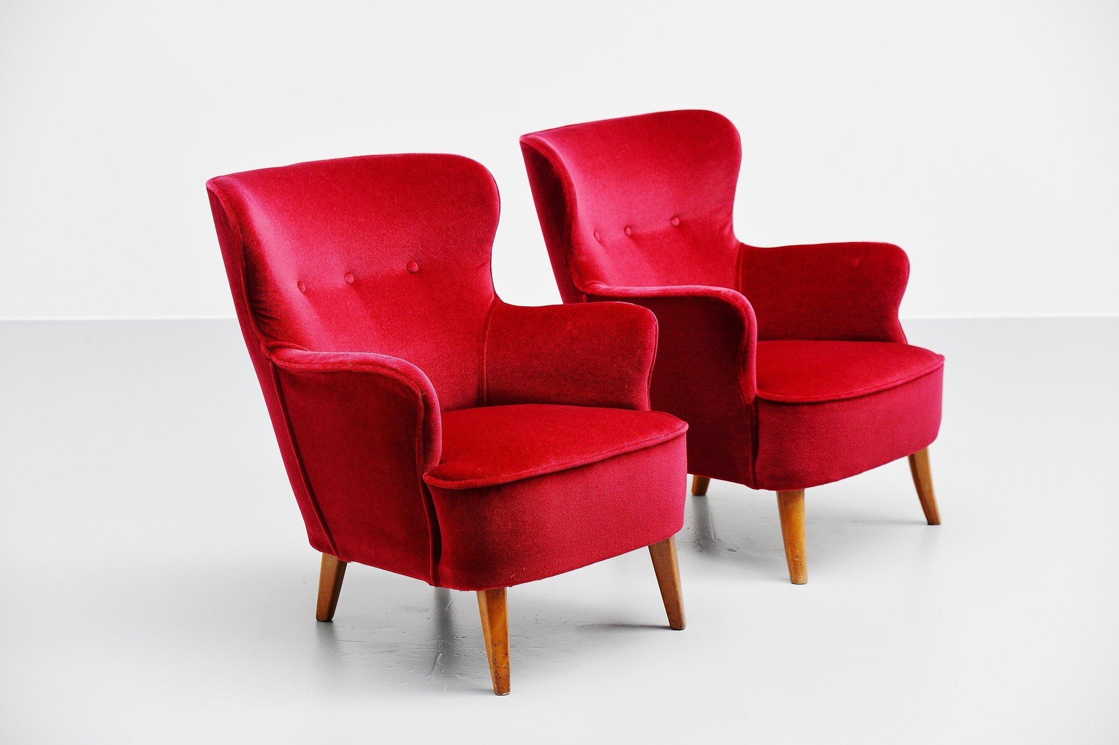 Dutch Pair of Theo Ruth Lounge Chairs Artifort, 1955