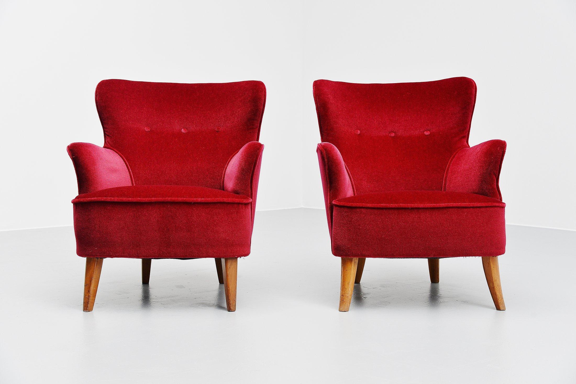 Pair of Theo Ruth Lounge Chairs Artifort, 1955 In Good Condition In Etten-Leur, NL