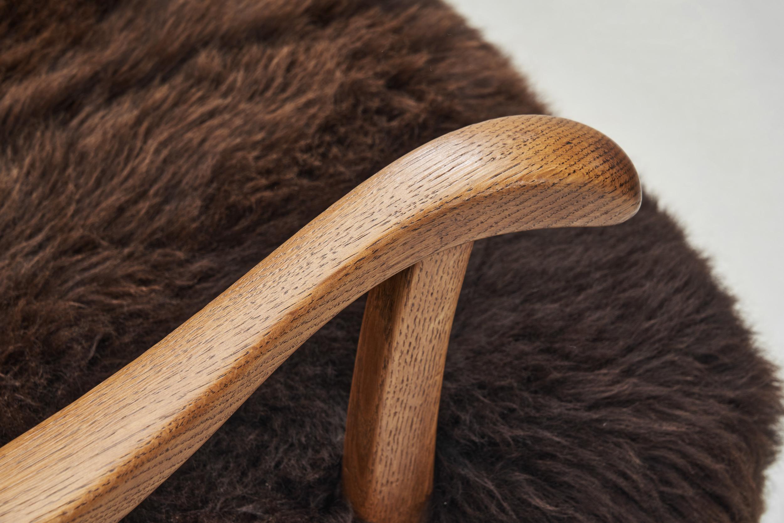 Pair of Theo Ruth Lounge Chairs Upholstered in Sheepskin, Netherlands 1960s 4