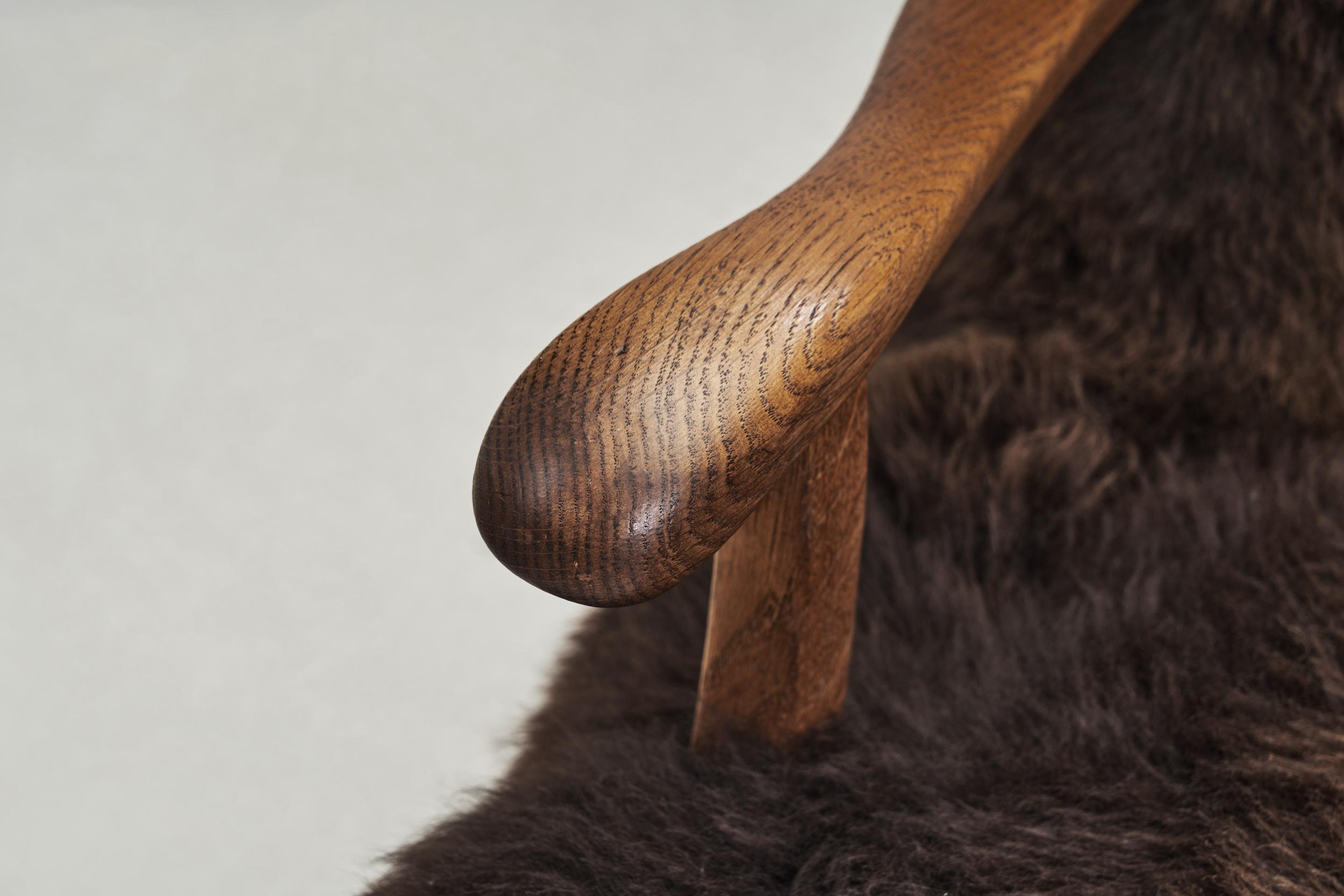 Pair of Theo Ruth Lounge Chairs Upholstered in Sheepskin, Netherlands 1960s 5