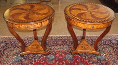 Pair of Theodore Alexander Burl Inlaid Metal Mount Occasional End Tables