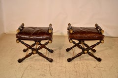 Pair of Theodore Alexander Director's Stools in Leather