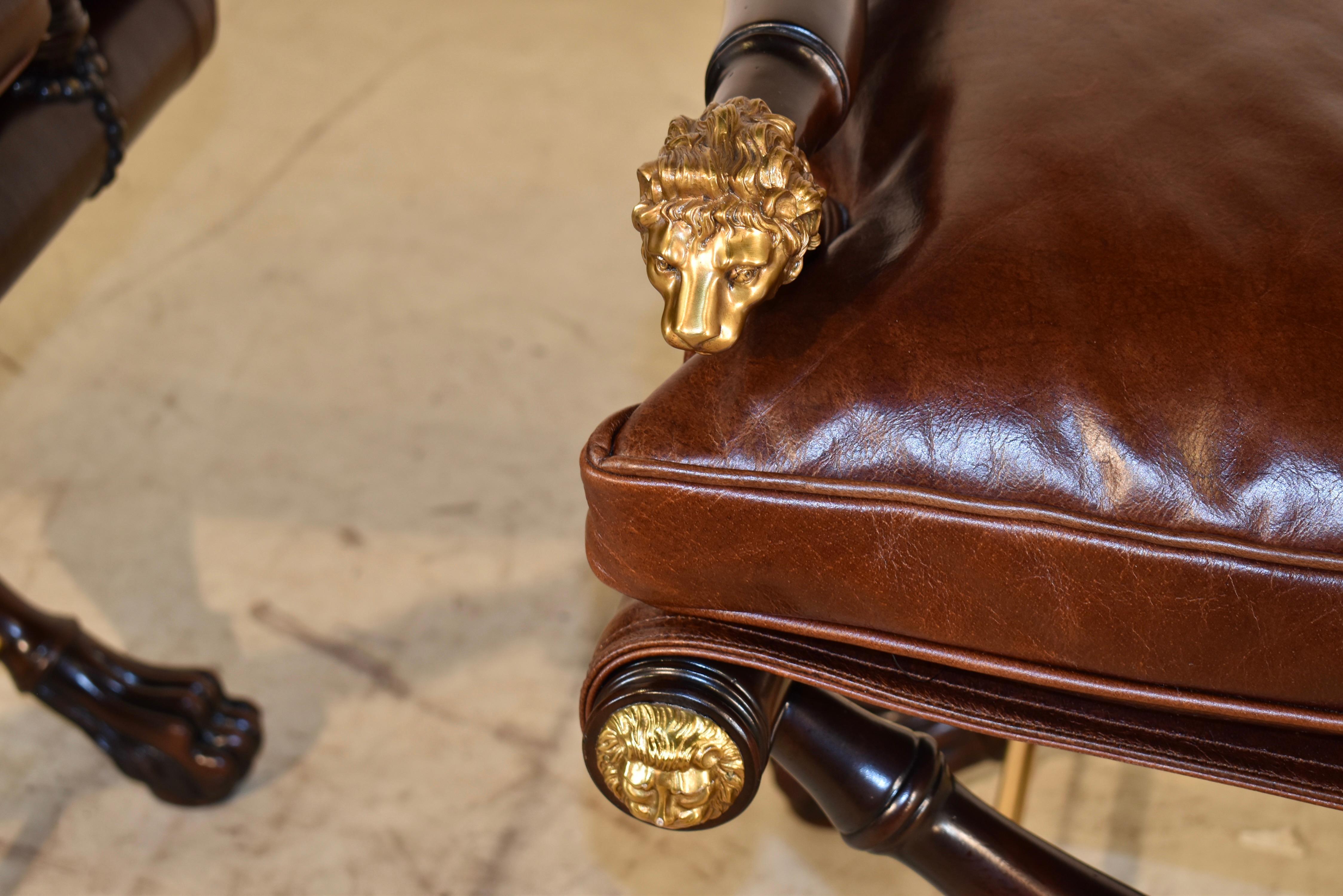Pair of Theodore Alexander Director's Stools in Leather For Sale 2