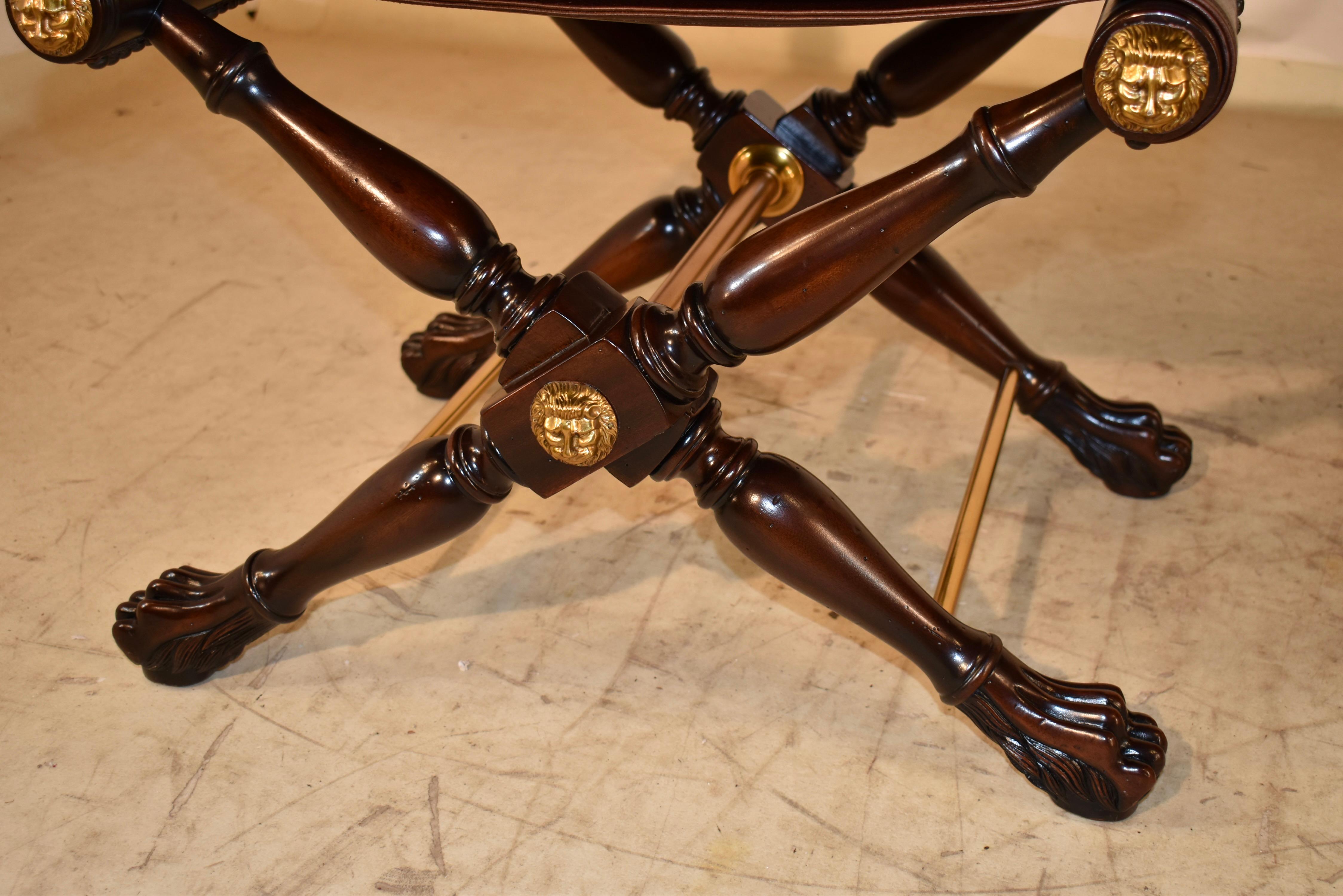 Pair of Theodore Alexander Director's Stools in Leather For Sale 3