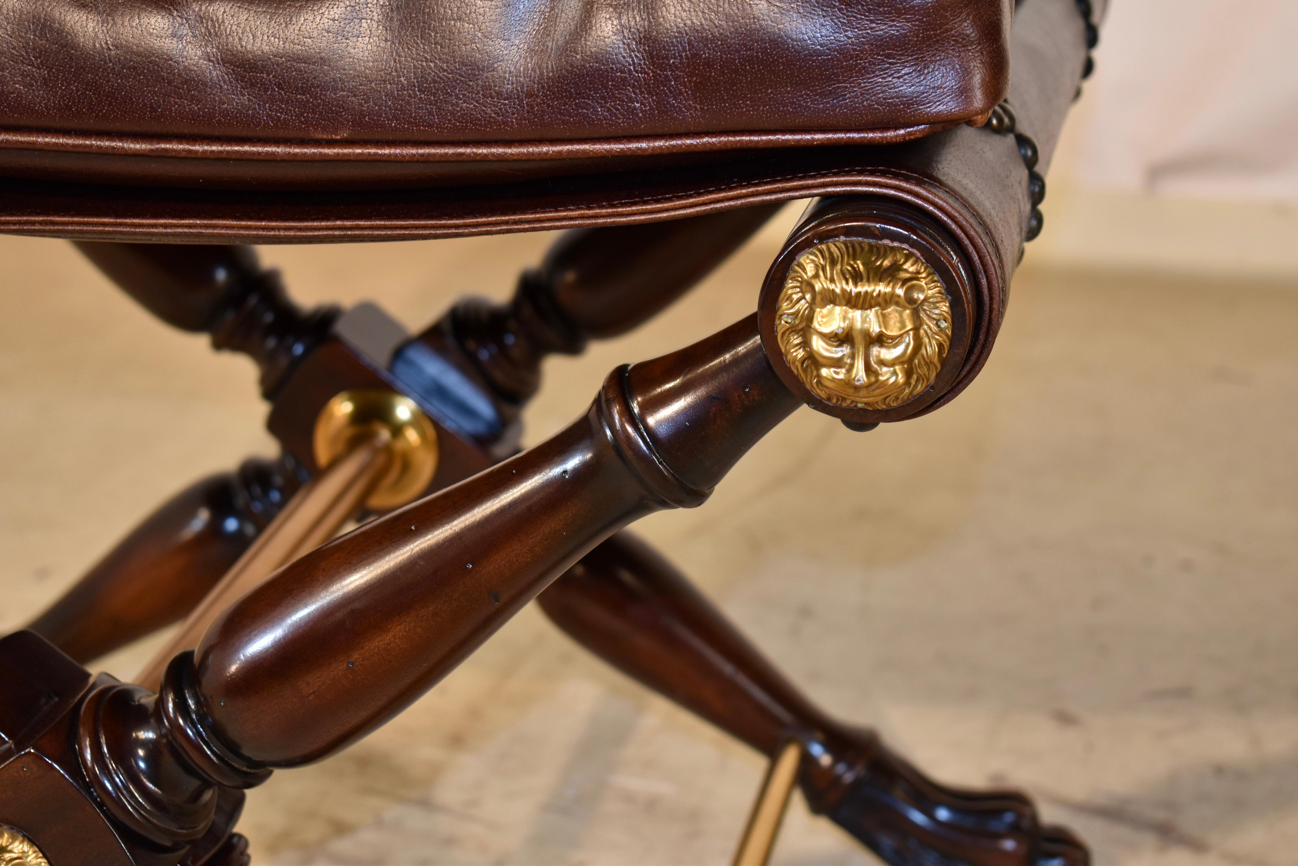 Pair of Theodore Alexander Director's Stools in Leather For Sale 4