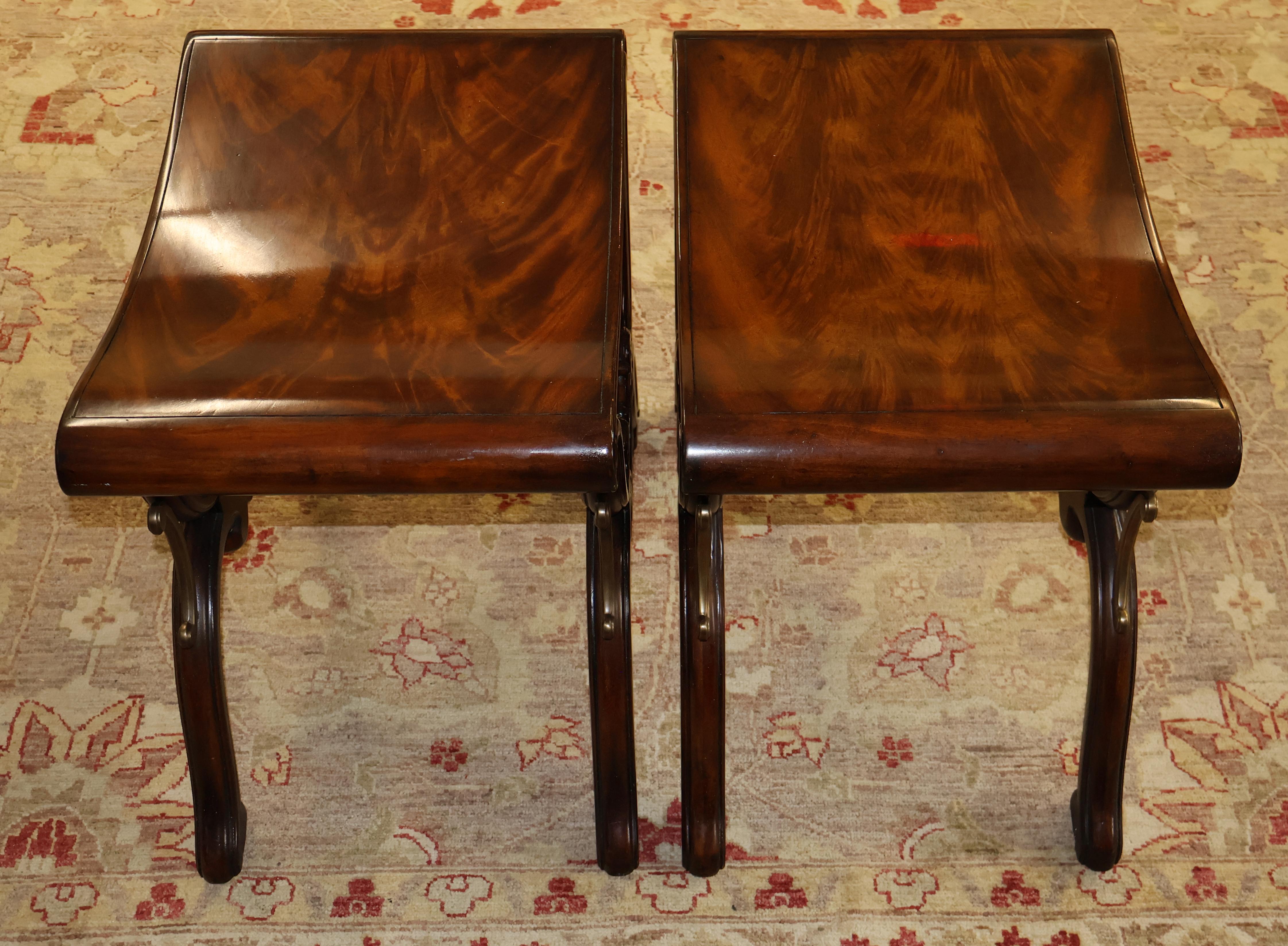 Pair of Theodore Alexander Mahogany Althorp The Gillows Stool X Frame Benches For Sale 7