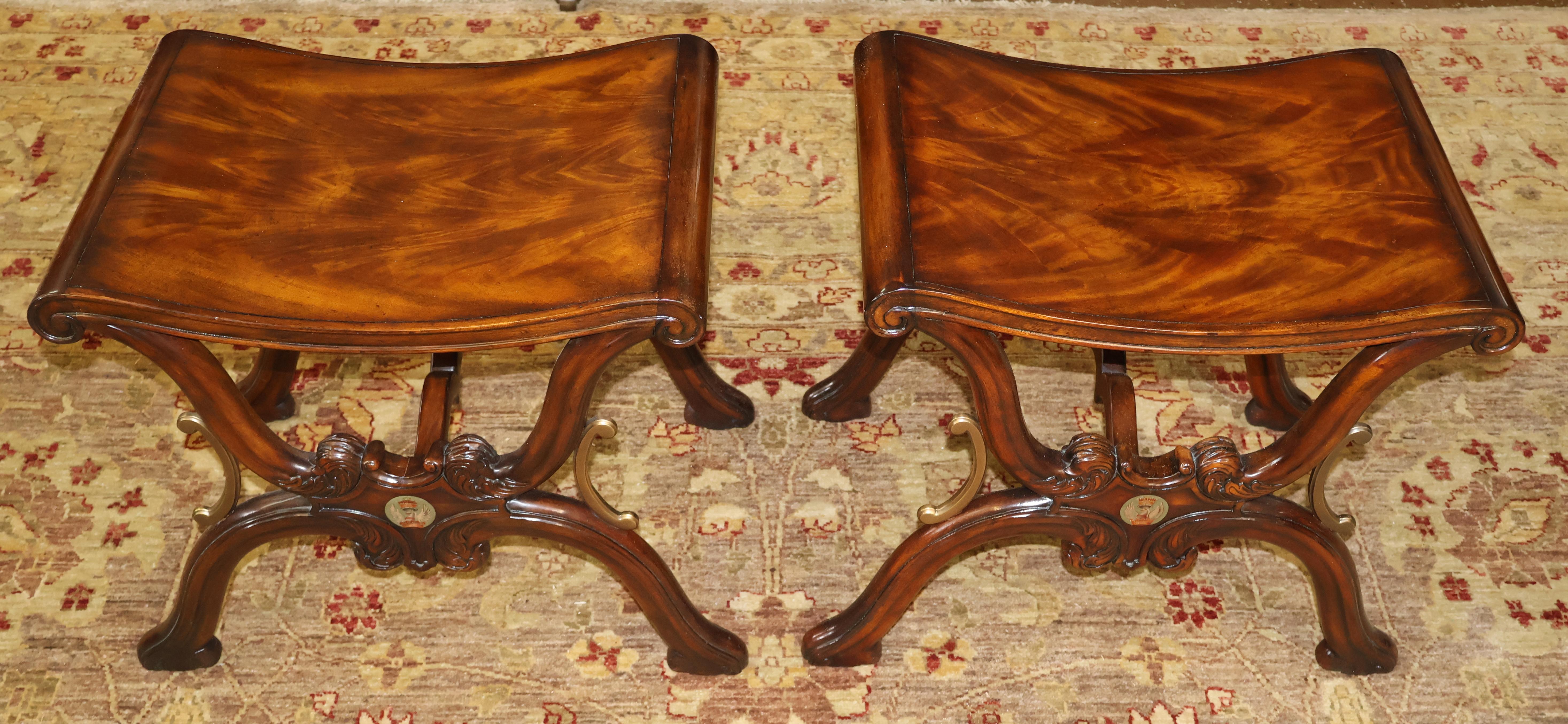 Pair of Theodore Alexander Mahogany Althorp The Gillows Stool X Frame Benches

Dimensions : W 23½ x D 15¼ x H 19¾

These pair of stools were made by Theodore Alexander for their Althorp Collection and is based off of a pair of stools made by Gillows
