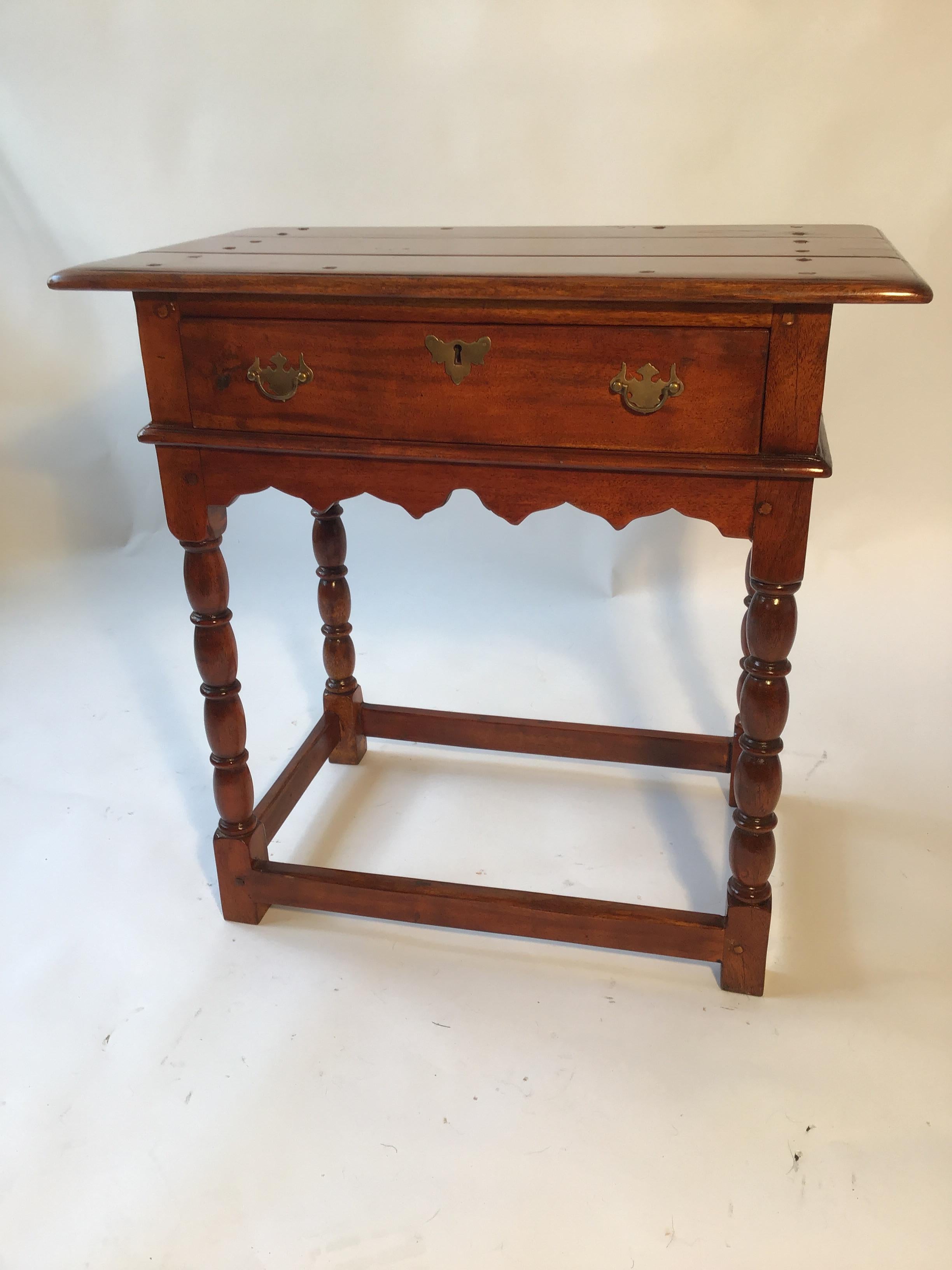 Pair of Theodore and Alexander British Colonial side tables. These tables are heavy, very well made.