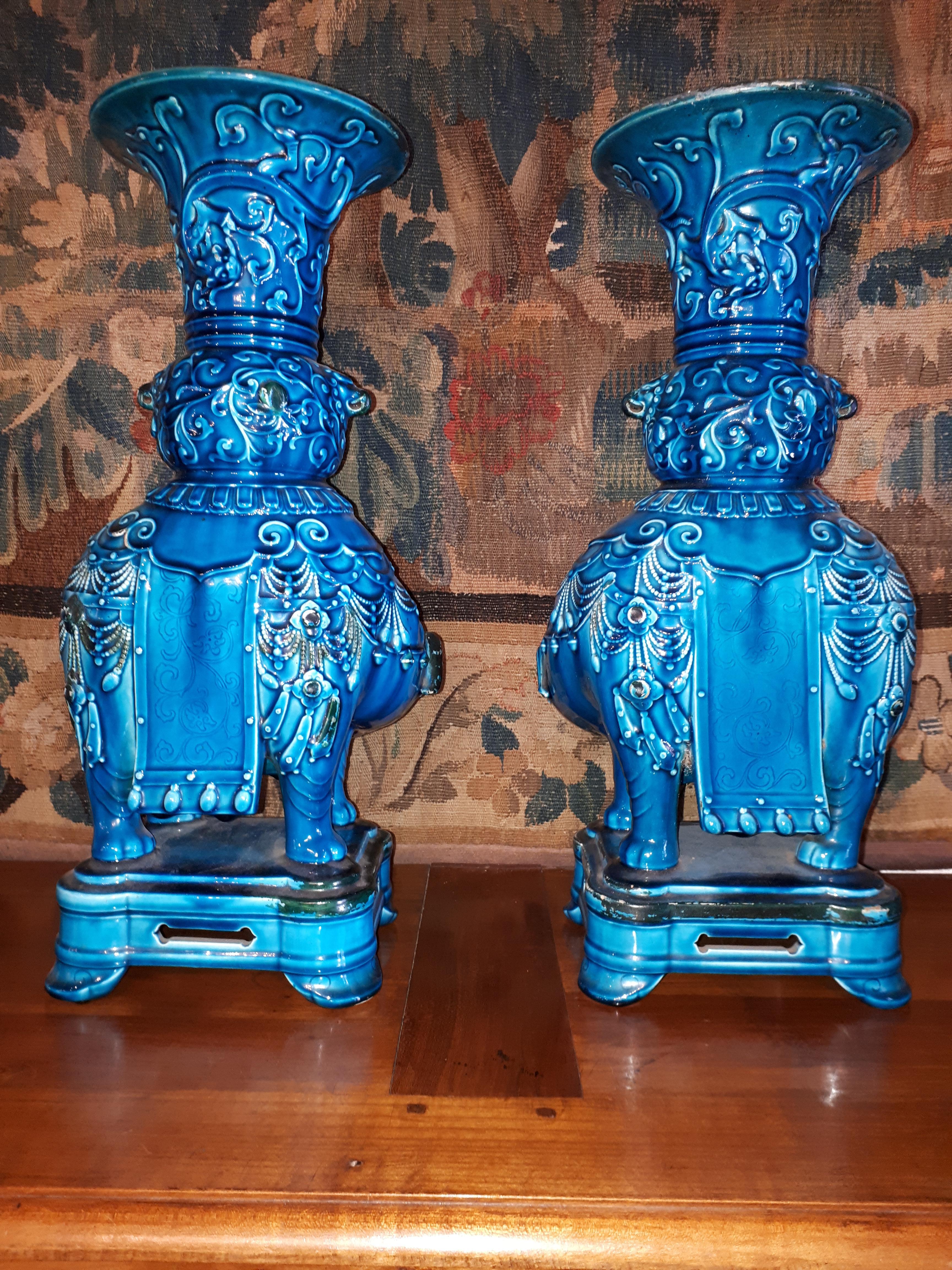 French Pair of Theodore Deck Vases For Sale