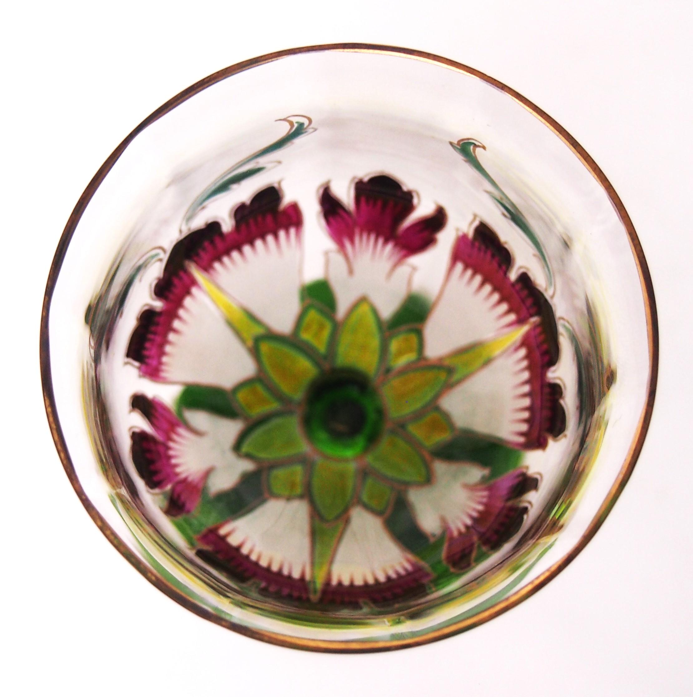 Pair of Theresienthal Enamel Large Flower glasses c1903 -German For Sale 4