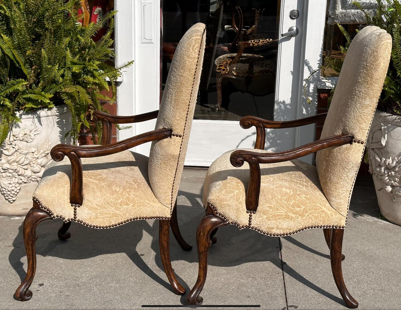 Pair of Therien Studio Workshops for Dessin Fournir Volute Arm Chairs In Good Condition In LOS ANGELES, CA