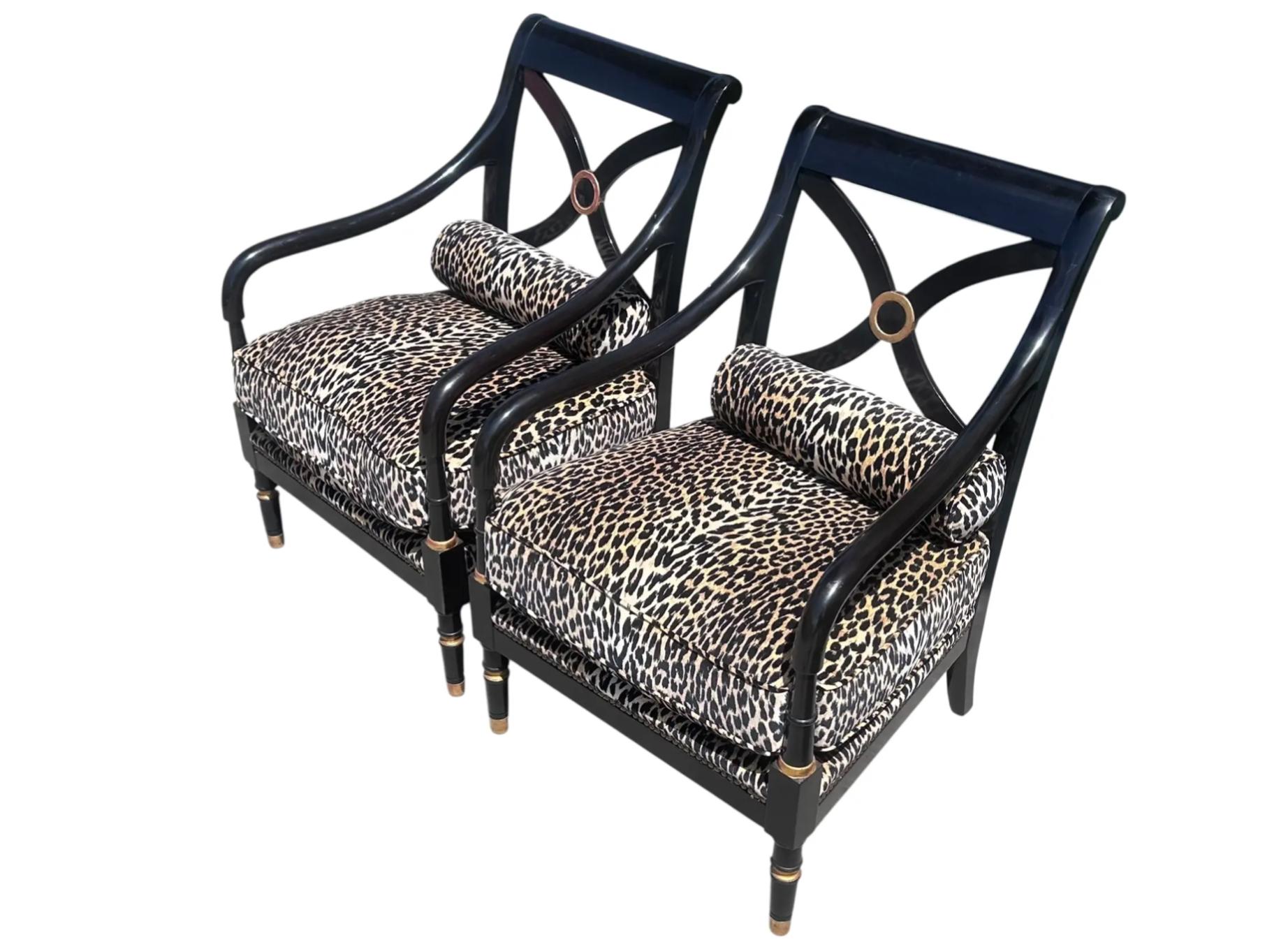Pair of Therien Workshops for Dessin Fournir Regency Style Club Chairs In Good Condition For Sale In LOS ANGELES, CA