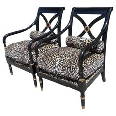Pair of Therien Workshops for Dessin Fournir Regency Style Club Chairs