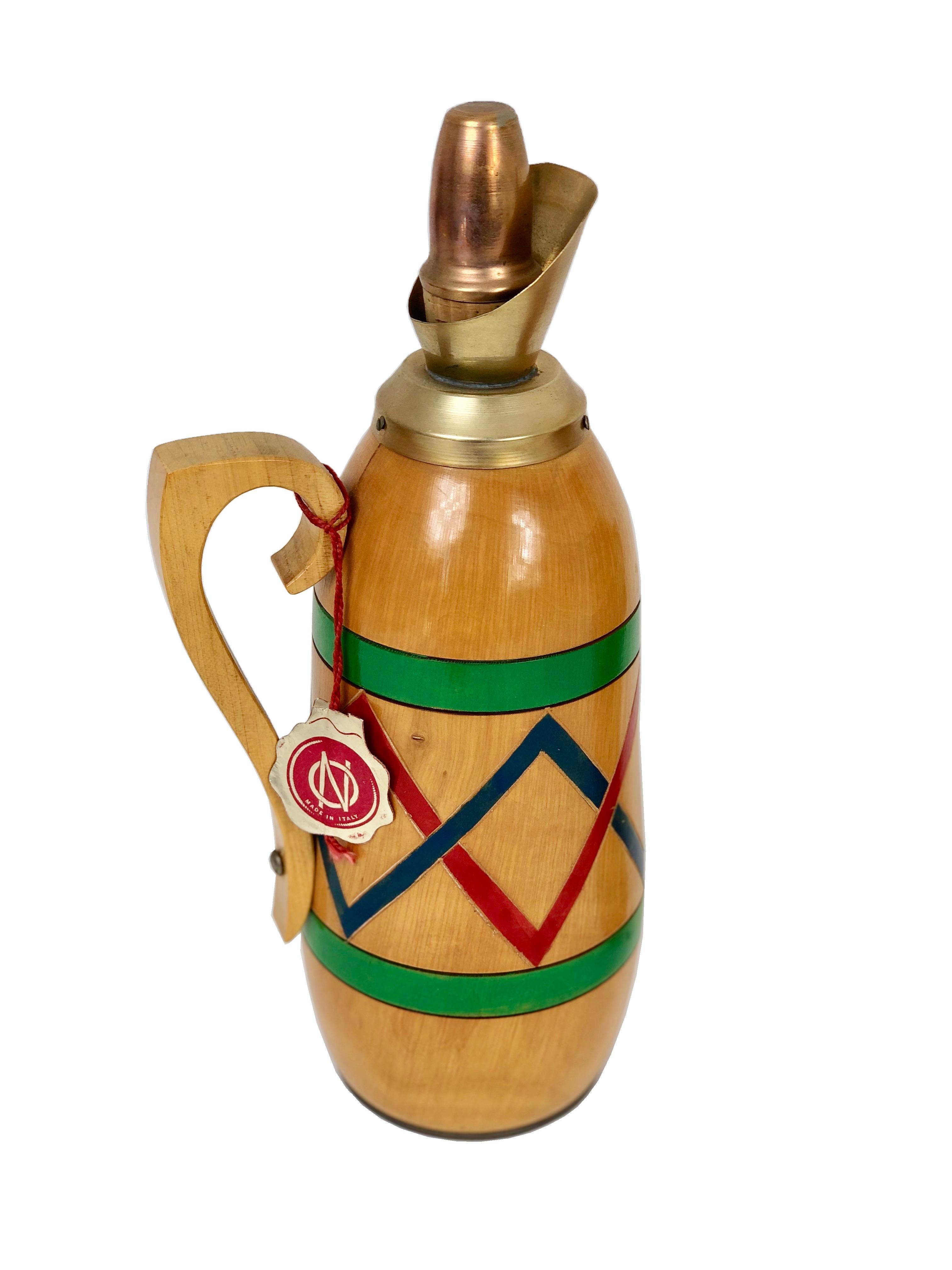Mid-Century Modern Paire de pichets thermos en Wood Vintage, années 1950, Italie en vente