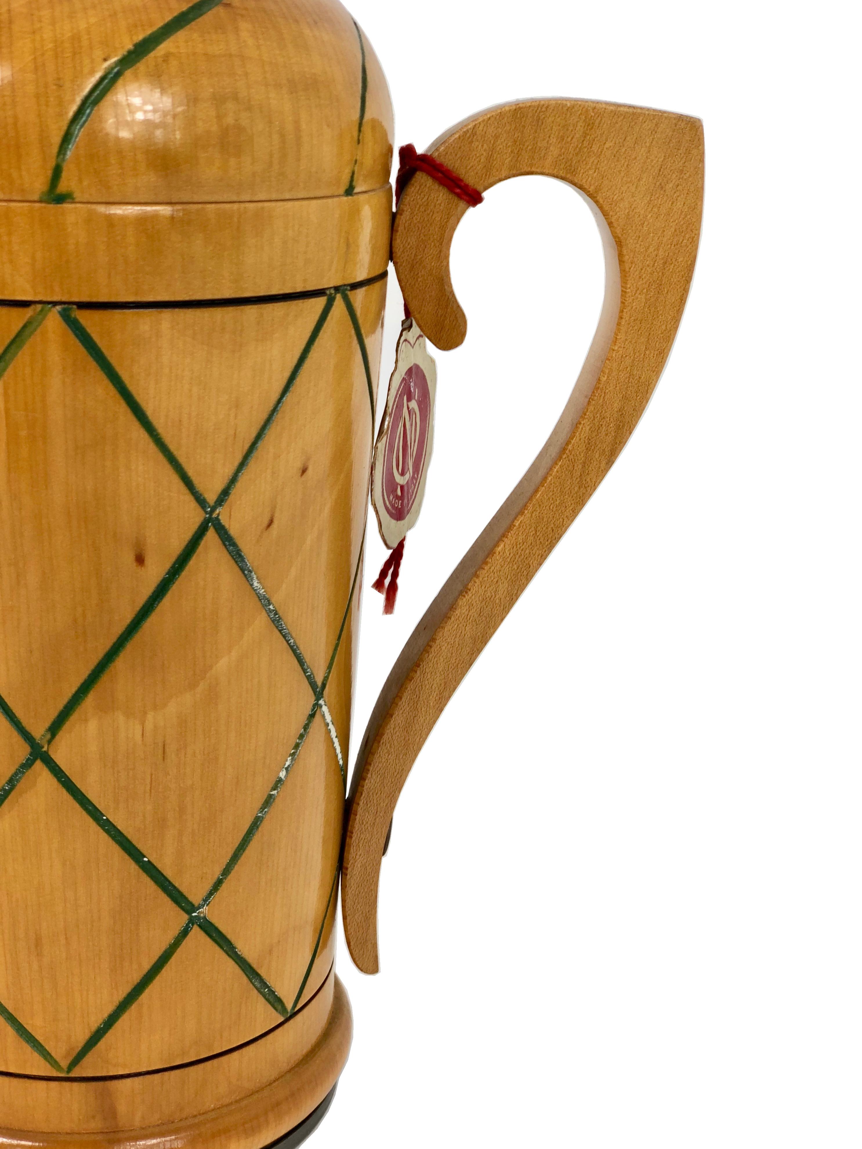 italien Paire de pichets thermos en Wood Vintage, années 1950, Italie en vente