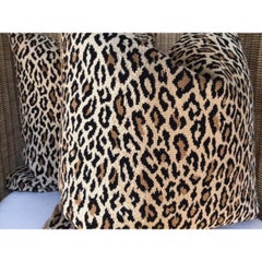 Pair of Thibaut "Amur" in Gold Velvet Cheetah Pillows