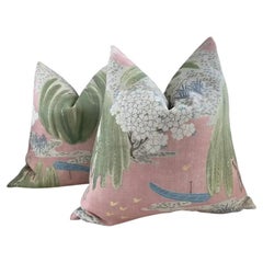 Coppia di cuscini Thibaut Anna French Willow Tree in Blush-Plush imbottiti di piuma d'oca