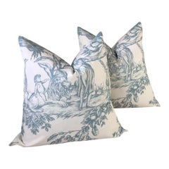 Coppia di cuscini Thibaut "Antilles Toile" in blu Spa