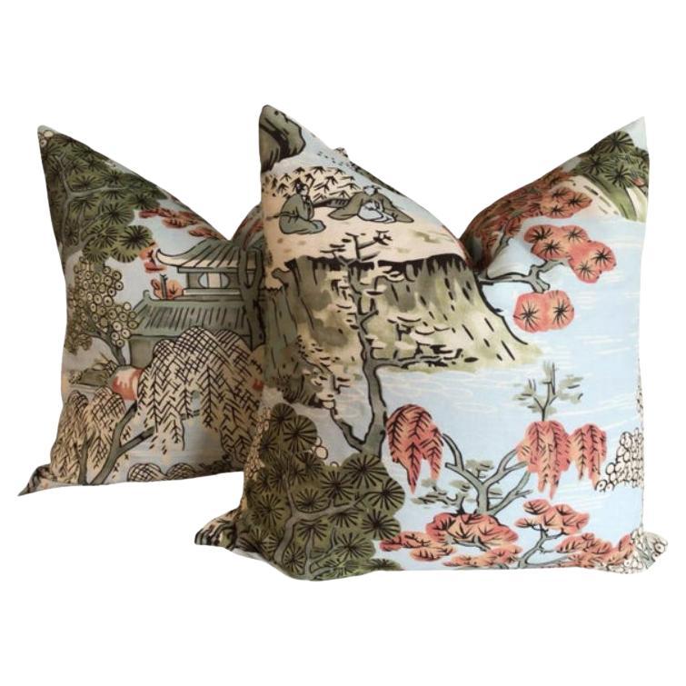 Coppia di cuscini Thibaut "Asian Scenic" a forma di uova di pettirosso