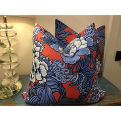 Coppia di cuscini in piuma d'oca Thibaut "Honshu" in rosso e blu