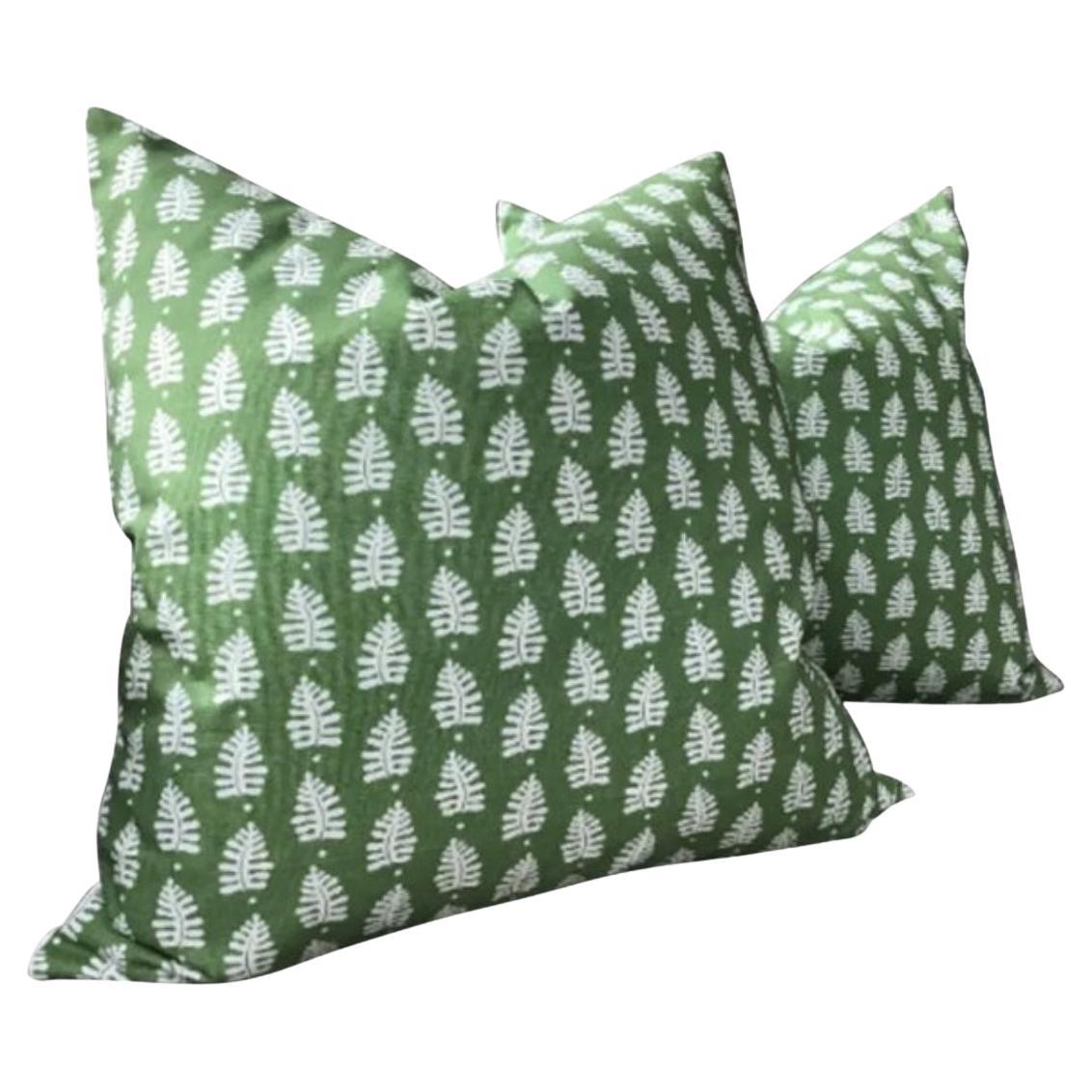 Coppia di cuscini Thibaut "Ferndale" in verde e bianco