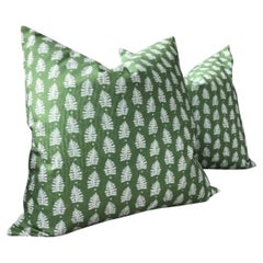 Coppia di cuscini Thibaut "Ferndale" in verde e bianco