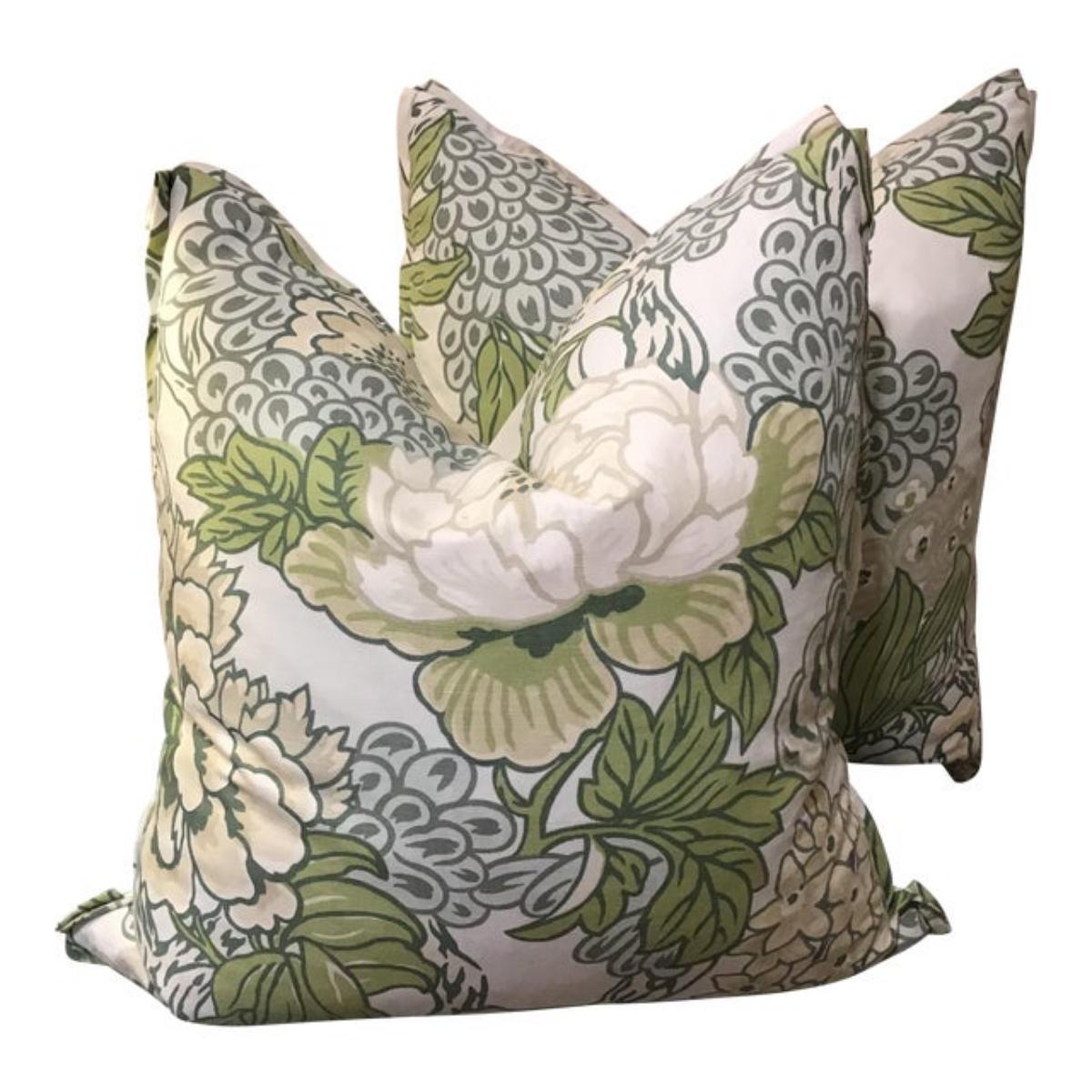 Coppia di cuscini Thibaut Honshu in Robins Eggs Blue da 22" con imbottitura in piuma d'oca