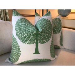 Pair of Thibaut "Mulberry Tree" in Green Pillows